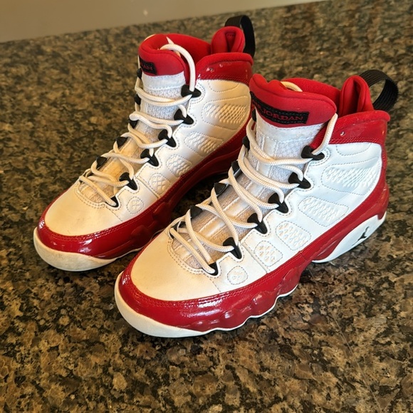 Jordan retro 9 Kids' Red and White Sneakers 5.5Y - Picture 5 of 11